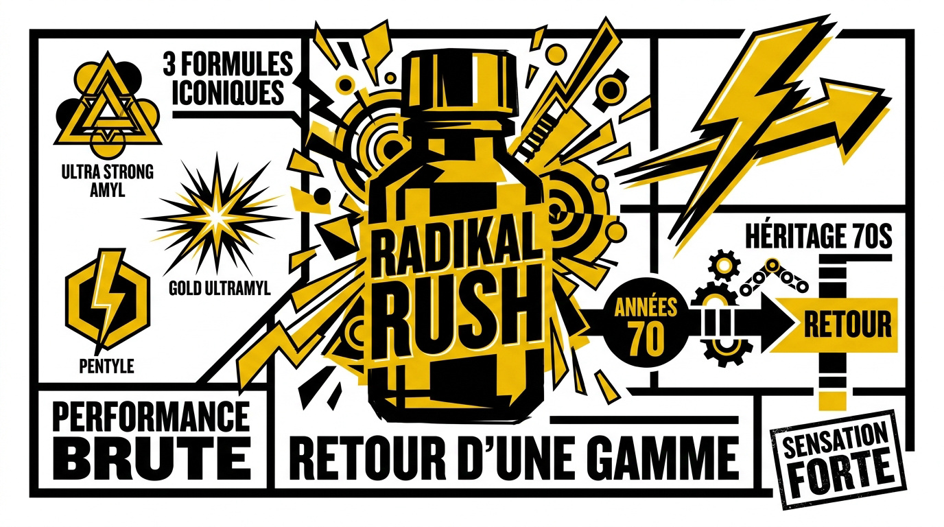 Flacons de poppers Radikal Rush Ultra Strong et Gold Ultramyl